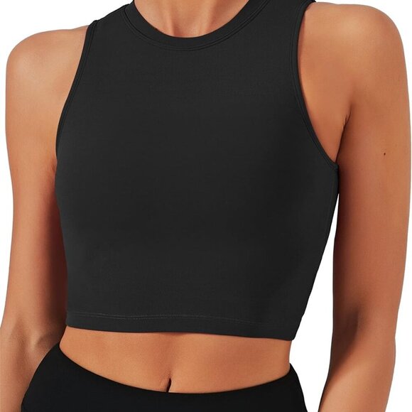 Black Medium Nudi Sports Bra & Yoga Tank Top Set with Removable Padded Bra High